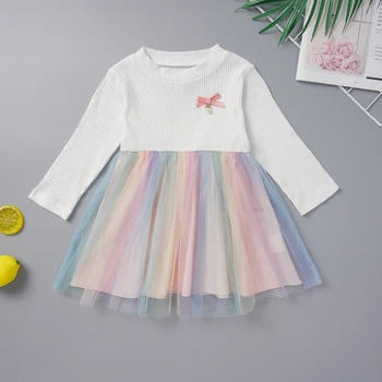 

Hot Sale White Baby Dress Popular Baby Clothes Lovely Rainbow Baby Princess Dress