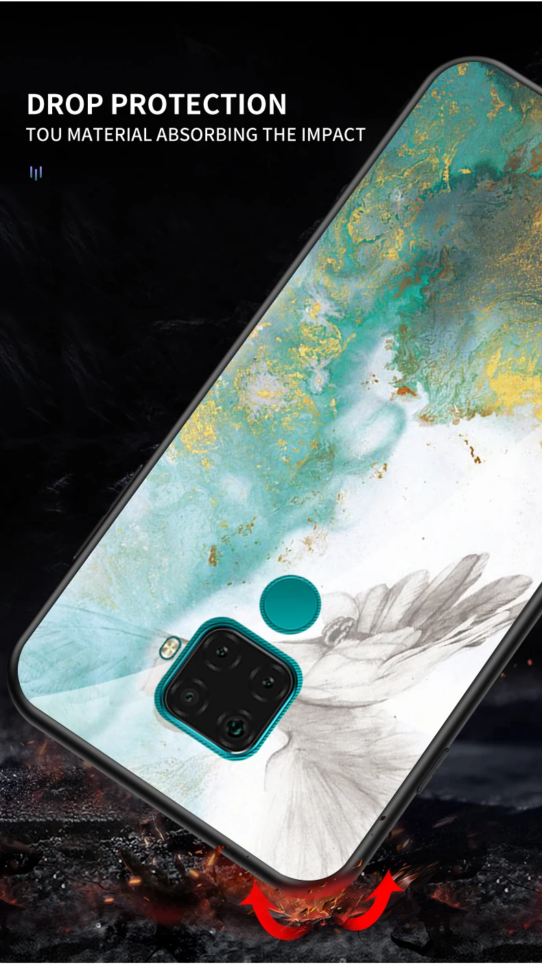 Для huawei mate 30 Lite чехол из мраморного глянцевого закаленного стекла Мягкий Силиконовый противоударный жесткий чехол для телефона для huawei Nova 5i Pro Чехол