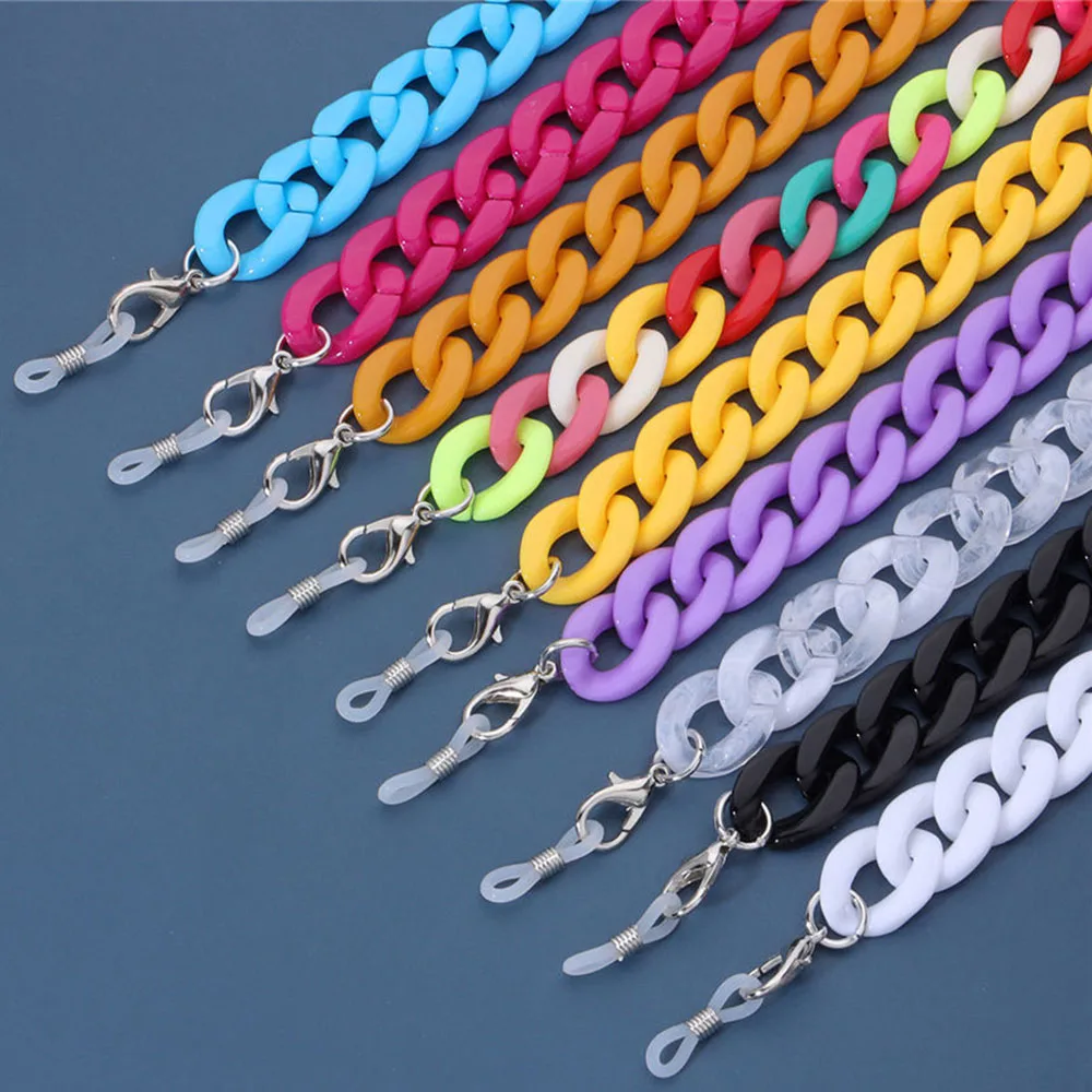 

Colored Thick Acrylic Chain Mask Strap Hip Hop Geometric Dangle Mask Eyewear Sunglasses Chain Street Hipster Fashion Woman 2020
