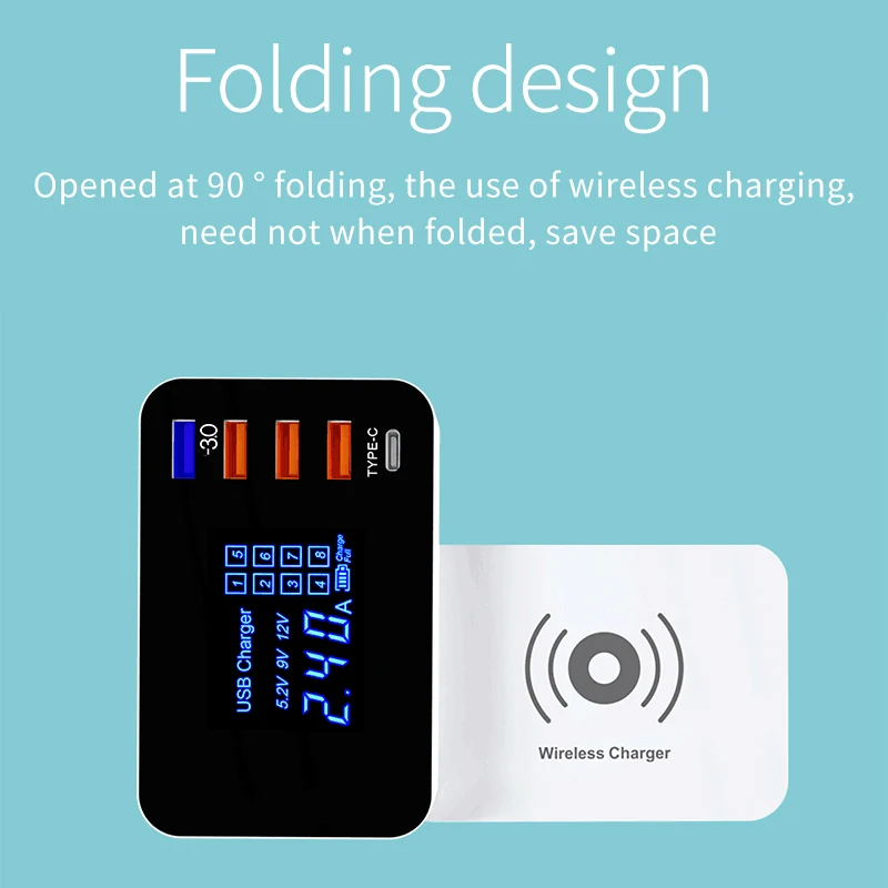 10 Вт Qi Беспроводное быстрое зарядное устройство Quick Charge 3 0 Мульти USB настольное