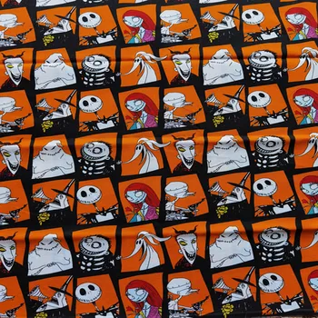 

Jack Skull Orange 100% Cotton Fabric for Boy Clothes Hometextile Cushion Cover Backpacks Curtain DIY 140cm Width BL118