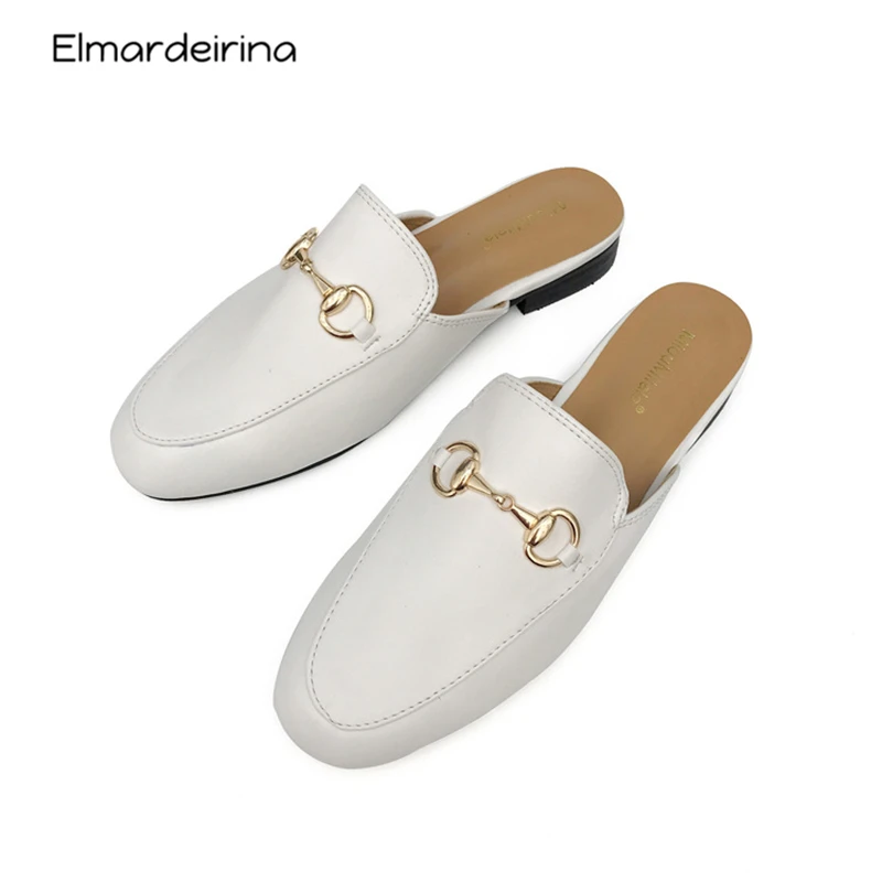 

2019 New Summer Slippers For Women Fashion Leather Woman Slides Comfortable Square Toe Low Heel Outdoor Sandals For Female