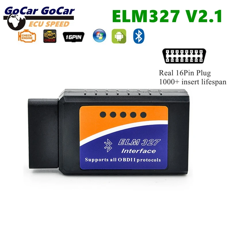 ELM327 V2.1 OBD2 16-контактный Штекерный сканер профессиональное решение многоязычный