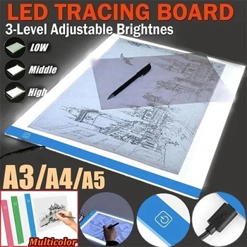 

Aritist Tattoo Stencil Board Light Box Tracing Drawing Pad Table 3 Level Dimming A5 USB Powered Ultra-thin LED Drawing Board