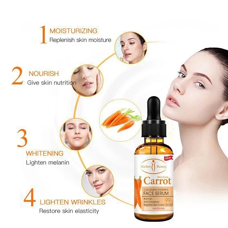 Correttore spot Sbiancamento scuro Siero sbiancante per il viso Illuminare le imperfezioni Rimozione delle lentiggini Essenza naturale di carota Corea_voghion.com