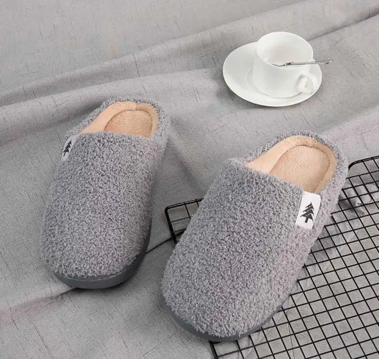 Original xiaomi household plush cotton slippers PVC non-slip soles winter warm slippers couple shoes smart