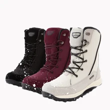 Новые зимние лыжные ботинки; женские водонепроницаемые ботинки с флисовой подкладкой; теплые ботинки для сноуборда; водонепроницаемые Нескользящие лыжные ботинки средней длины