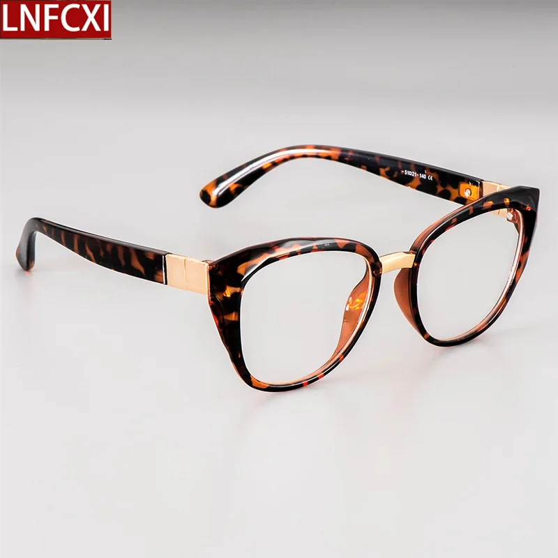 Lnfcxi Antiblue Light Cat Eye Retro Plastic Titanium Glasses Frames Ultralight Men Women