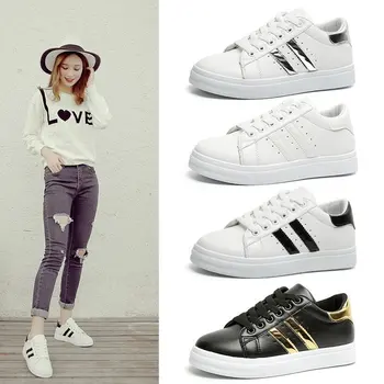

Women Sneakers Fashion Women Casual Shoes Fashion Breathable PU Leather Platform White Women Shoes Soft Footwears Tenis Feminino