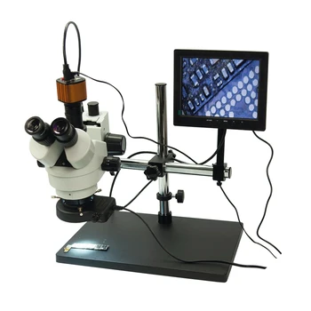 

KE-308Magnification Stereo Trinocular Microscope With HDMI Camera For PCB Repair Sturdy metal Pillar 56 LED Light remote control