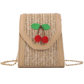 

Women Bags Hot Handwoven Small Square Rattan Bag For Natural Chic Handbag-Wicker Woven Purse Boho Shoulder Bag