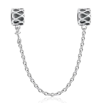 

Authentic S925 Vintage Zig Zag Safety Chain Bead Charms Fit Women Bracelet Bangle DIY Jewelry Making