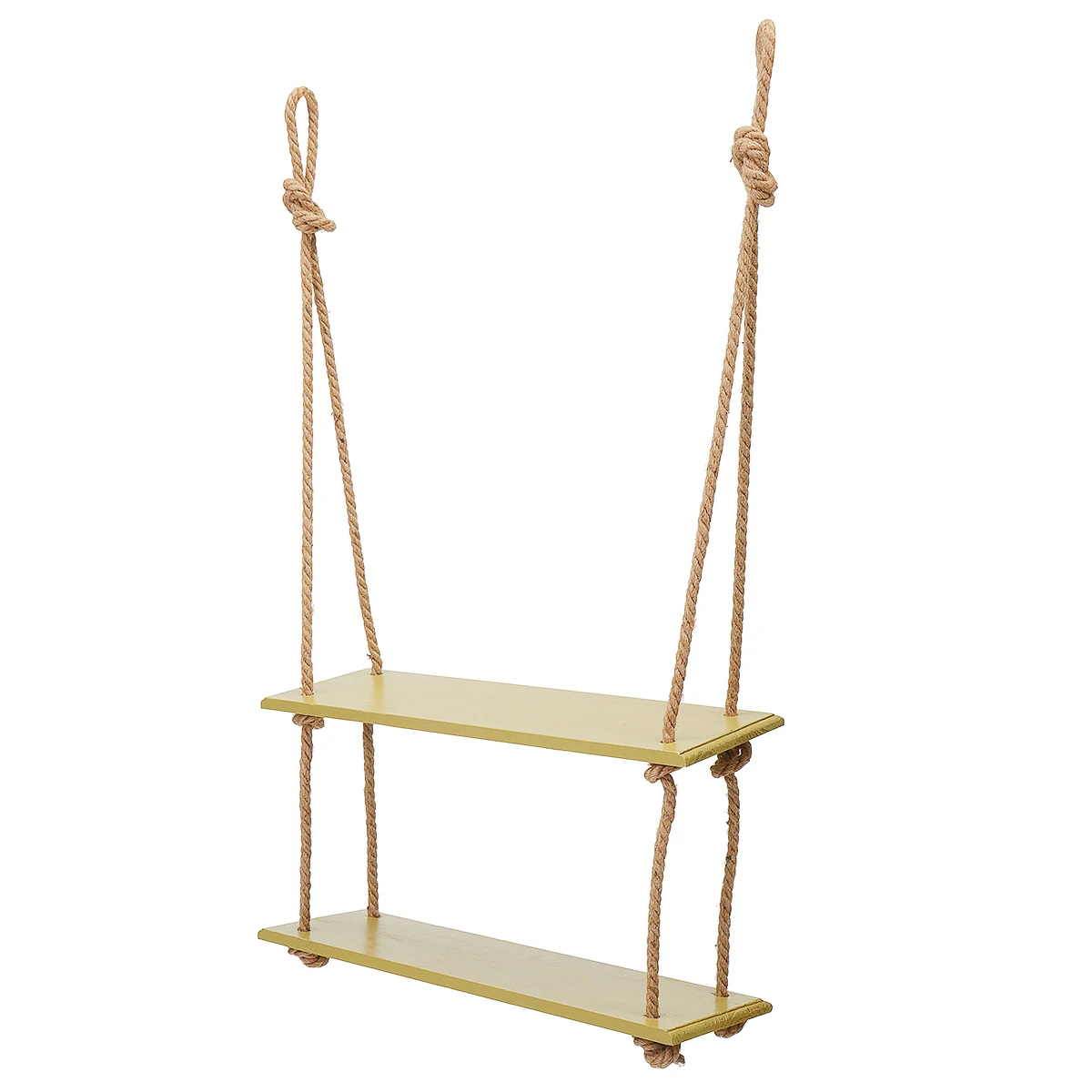 yellow 2 tier 3/2/1 яруса деревенский твердой древесины подвесная полка качели плавающий настенная стойка для хранения джутовая веревка в виде книжной обложки Дисплей декоративные настенные полки - Цвет: yellow 2 tier