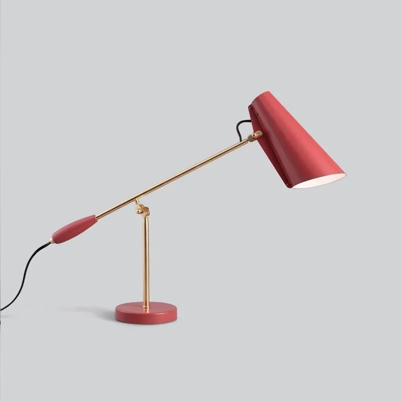 

Nordic creative red study work table lamp art bedside bedroom designer Model Room table lamp