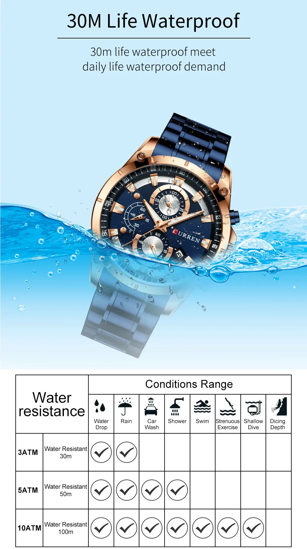 CURREN Мужские часы Лидирующий бренд роскошные часы мужские военные стальные спортивные часы водонепроницаемые кварцевые наручные часы Мужские часы