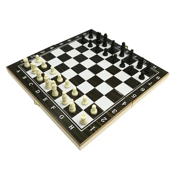 

3 In 1 Board Game Wooden Backgammon Foldable Smooth Beginners Travel Entertainment Learning Kids Adults Chess Checkers Camping