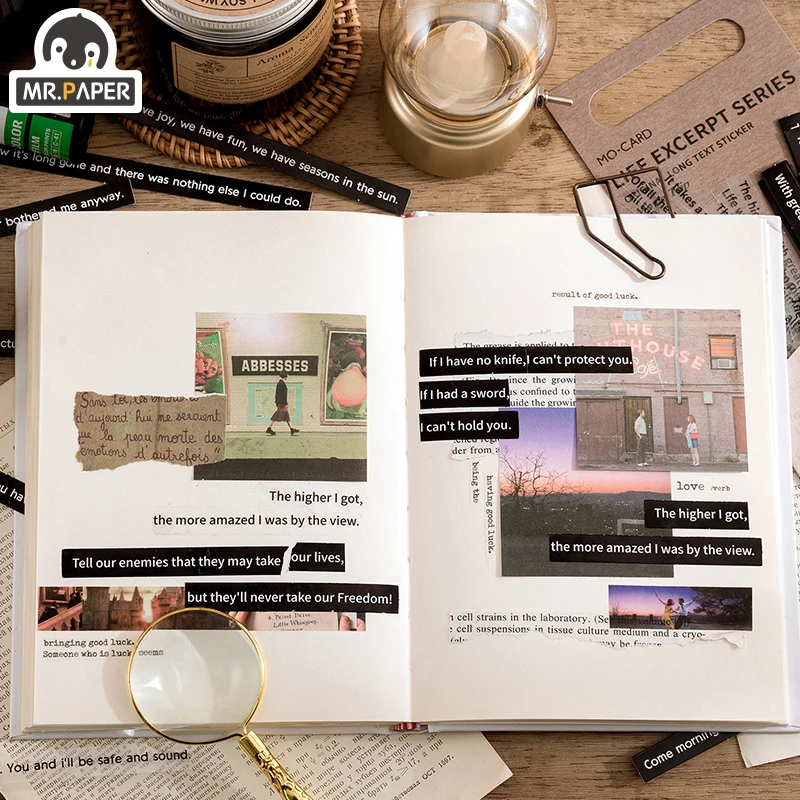 Mr.paper 8 Design Strip Sticker Pack Life Excerpt Series Scrapbook Planner Decoration Stationery Sticker