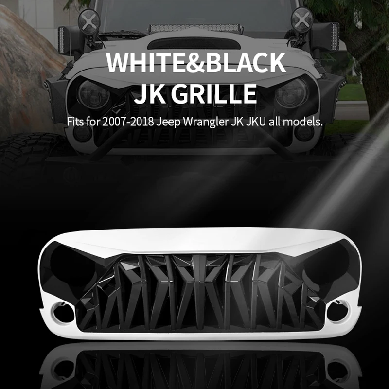 Передняя решетка для квадрокоптера 2007-2018 Jeep Wrangler JK JKU ABS черно-белая | Автомобили и