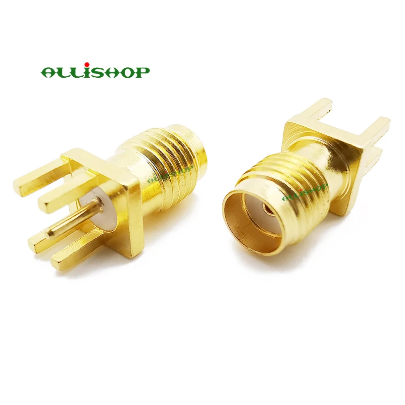 

ALLISHOP SMA Female Jack Solder Edge PCB Mount Straight RF Connector Hot End Launch PCB Mount SMA Female Plug