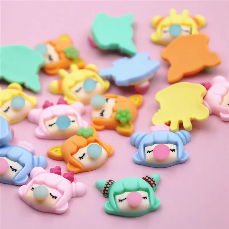 10pcs Kawaii Cute Mini Bubble Blowing Girl Resin Flatback Art Supply Decoration Charm Craft Decoration Accessories