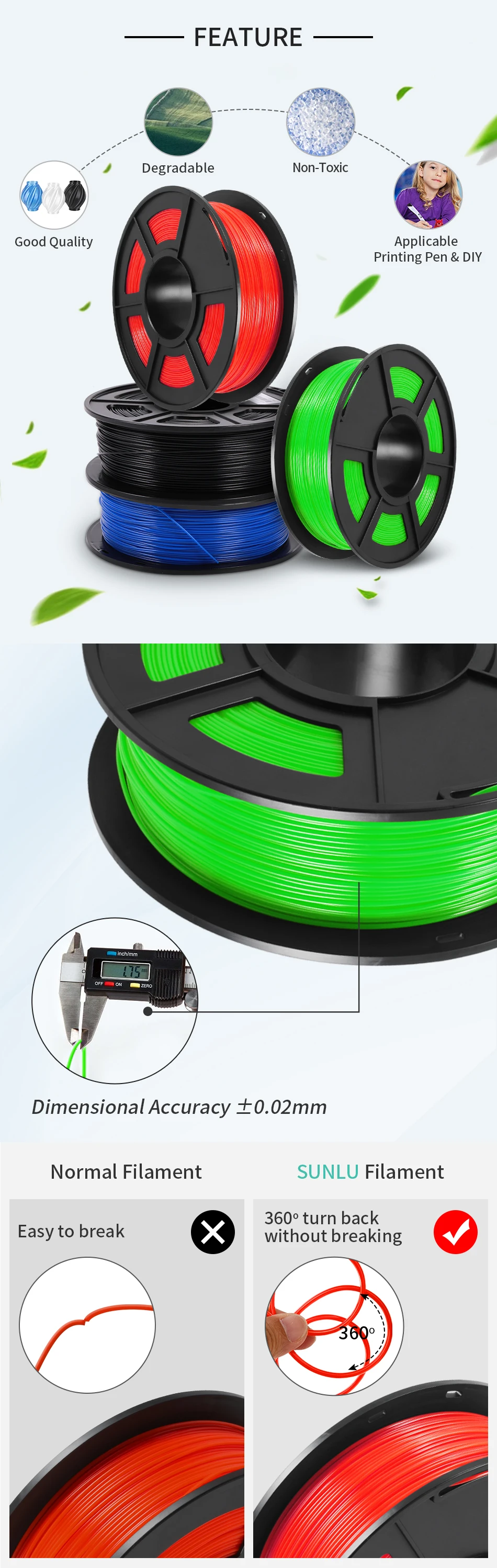 Sunlu petg 3d impressora filamento 1.75mm alta