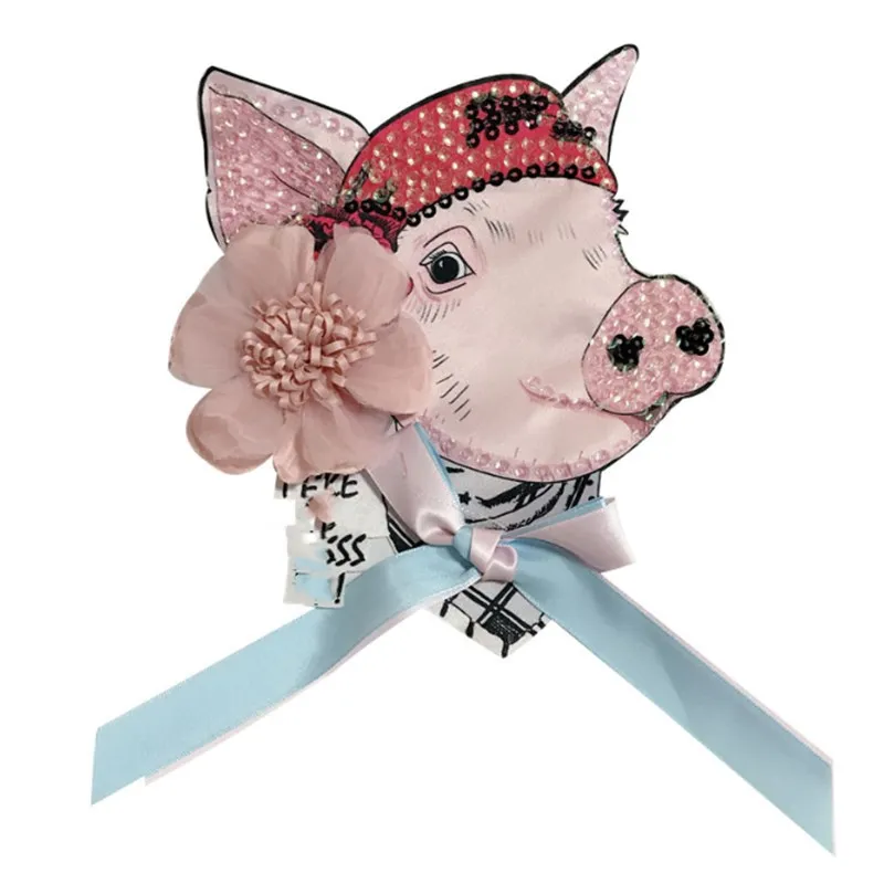 

Fashion Embroidery Sequins Patch Large Printed Pig Clothes Patch