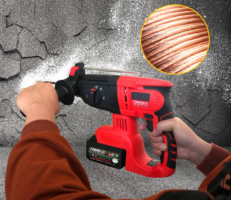 19800mAh 198VF Electric Hammer Brushless Cordless Lithium-Ion Hammer Drill with 1 or 2 Battery Power Tools