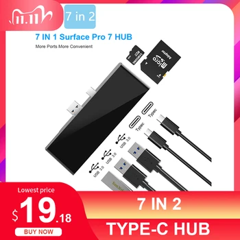 

Type-C HUB to 7 in 2 USB 3.0 HUB Card Adapter Dock for MacBook Pro Huawei Mate 30 USB-C 3.1 Splitter Port Type C HUB