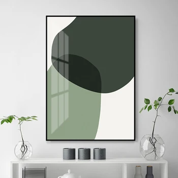 

Modern Abstract Geometric Green Color Block Simple Canvas Painting Wall Art Pictures Posters Prints For Bedroom Home Decoration