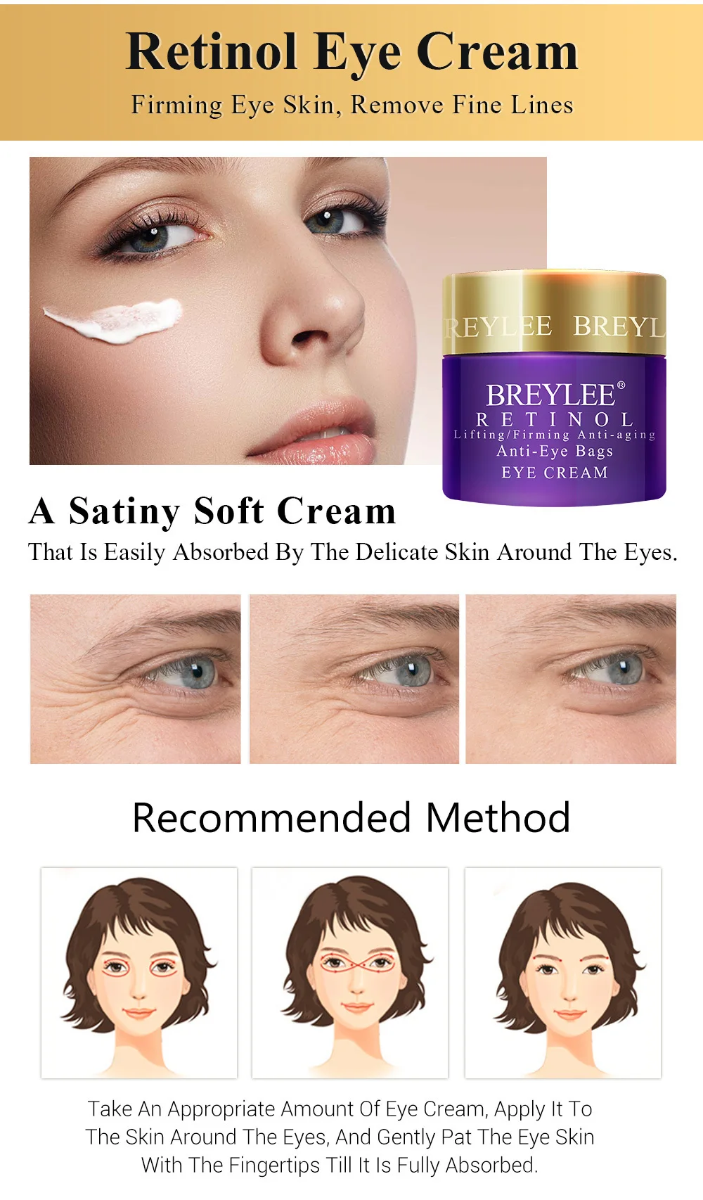 BREYLEE Retinol LiftingFirming Face And Neck Cream Anti-aging Anti-Eye Bag anti wrinkle Eye Cream Age Revolution Ageless Young 4