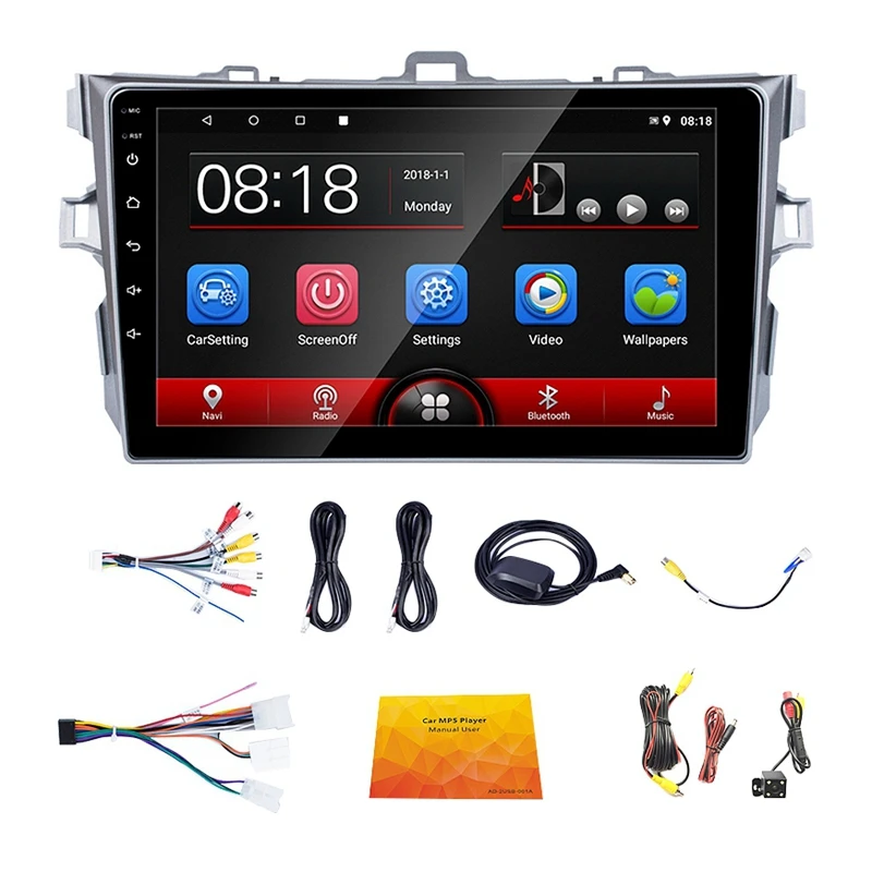 9 Inch Android 8.1 2 Din 2.5D Glass Car Radio Multimedia Player GPS Navigation Wifi Bluetooth for Toyota Corolla 2007-2013 | Автомобили и