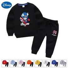Disney детская зимняя одежда, Комплект Одежда для детей из мягкого хлопка, спортивная одежда для маленьких мальчиков и Толстовки с капюшоном для девочек штаны Капитан Америка костюмы для прогулок на свежем воздухе
