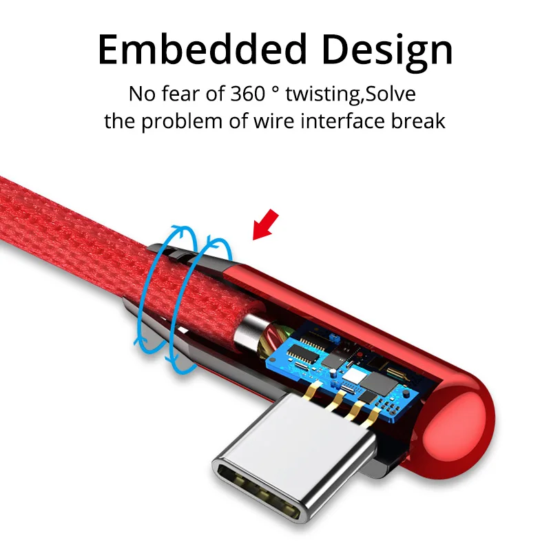 Зарядный usb кабель ANMONE 90 градусов USB Type C 2 4 А зарядный Micro L для игр Huawei Samsung|Кабели