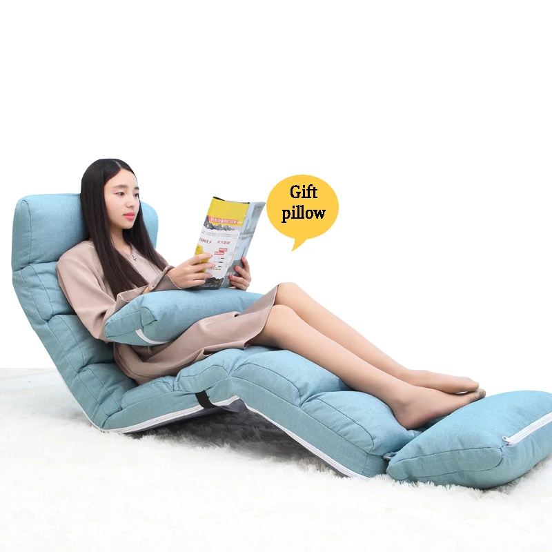 

Folding Chaise Longue Chair Sofa Recliner Chair First Class Leisure Linen Sofa Bed Adjustable Sun Lounger Deck Chair With Pillow