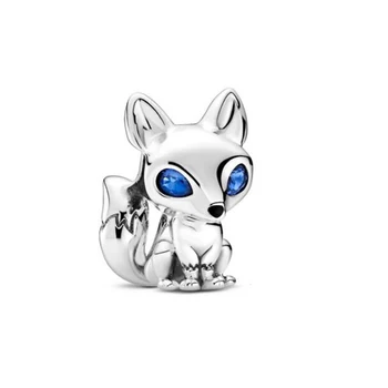 

Autumn new Cartoons Blue Eyed Fox Charms Beads Fits original Bracelets Necklace Making Fashion DIY Jewelry
