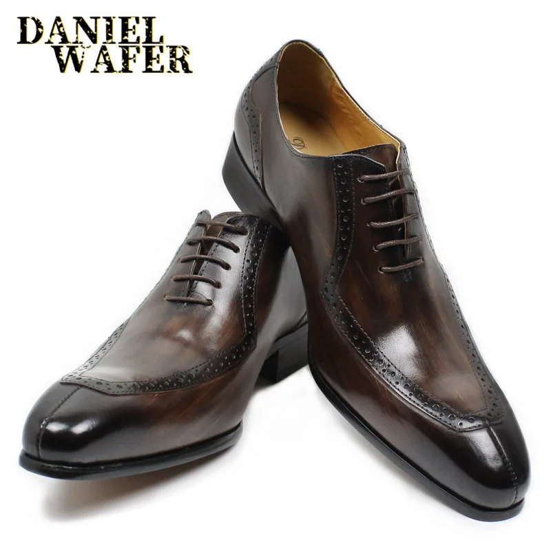 LUXURY LEATHER MEN SHOES CASUAL MEN OFFICE BUSINESS WEDDING SHOE COFFEE BLACK LACE-UP BUCKLE STRAP POINTED LOAFERS SHOES FOR MEN