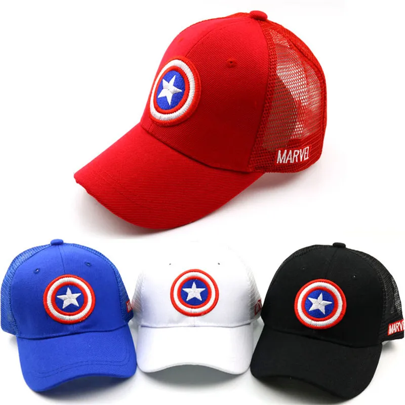 Gorra de béisbol de Hip Hop de Sol de Capitán América para niño, sombreros para niño o niña, gorras de rejilla con cierre en la parte trasera para niño