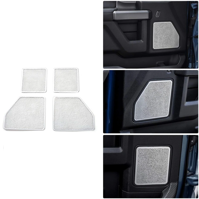 

Car Door Speaker Cover Net Decoration Trim Cover Aluminum Alloy Stickers for Ford F150 2015-2019 Car Interior