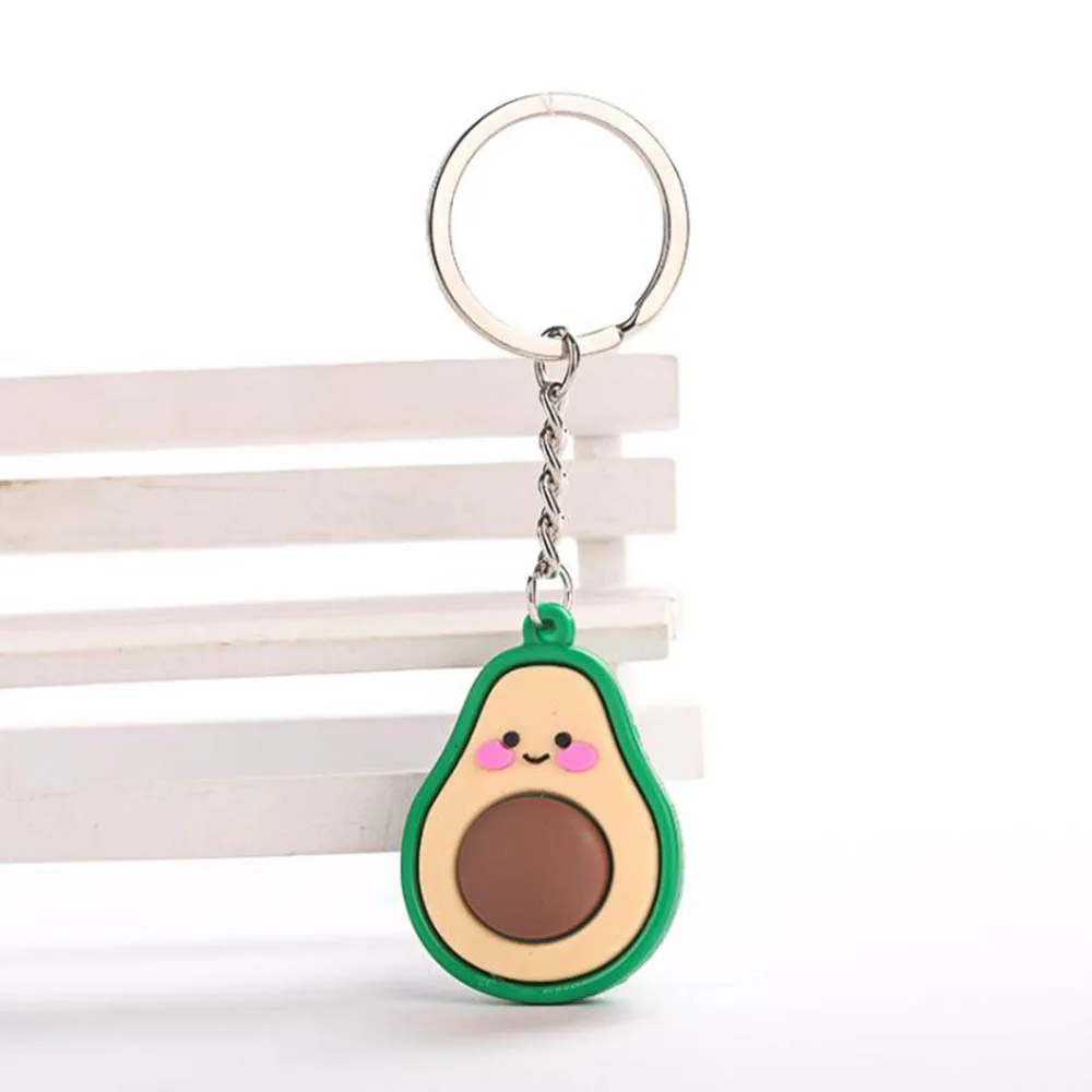Милые фрукты, авокадо брелок в форме улыбки 3D мягкая композитная цепочка для ключей для женщин девочек детские ювелирные изделия модный подарок