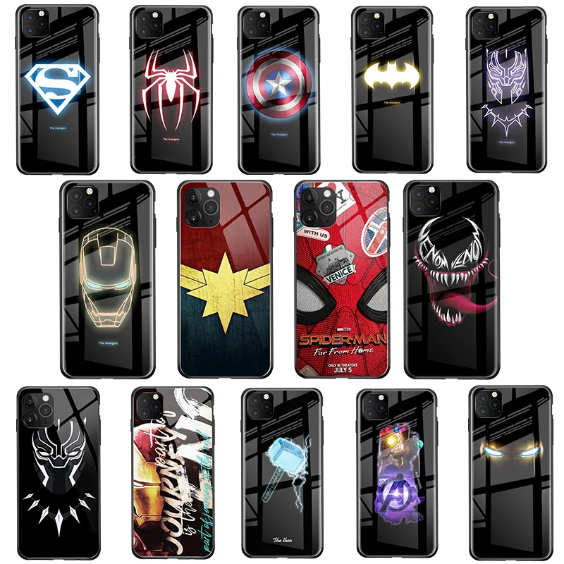 Светящийся чехол из закаленного стекла Marvel Phoenix Наруто для iPhone 11 Pro max XS MAX XR X 10 7 8 6S