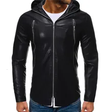 Мужская кожаная куртка зимняя водонепроницаемая приталенная куртка из искусственного меха мужские кожаные мотоциклетные куртки одежда с капюшоном черная куртка на молнии