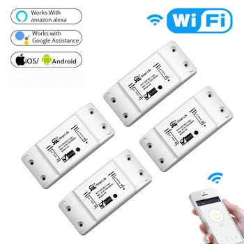 

DIY WiFi Smart Light Switch Universal Breaker Timer Wireless Remote Control Works with Alexa Google Home Smart Home 4 Pieces