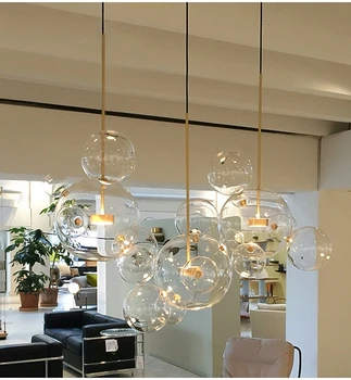 

Nordic Clear Glass Micky Led Pendant Light Gold Copper Hanging Lamp Living Room Lustre Luminarias Suspend Lamp Led Lighting Iron