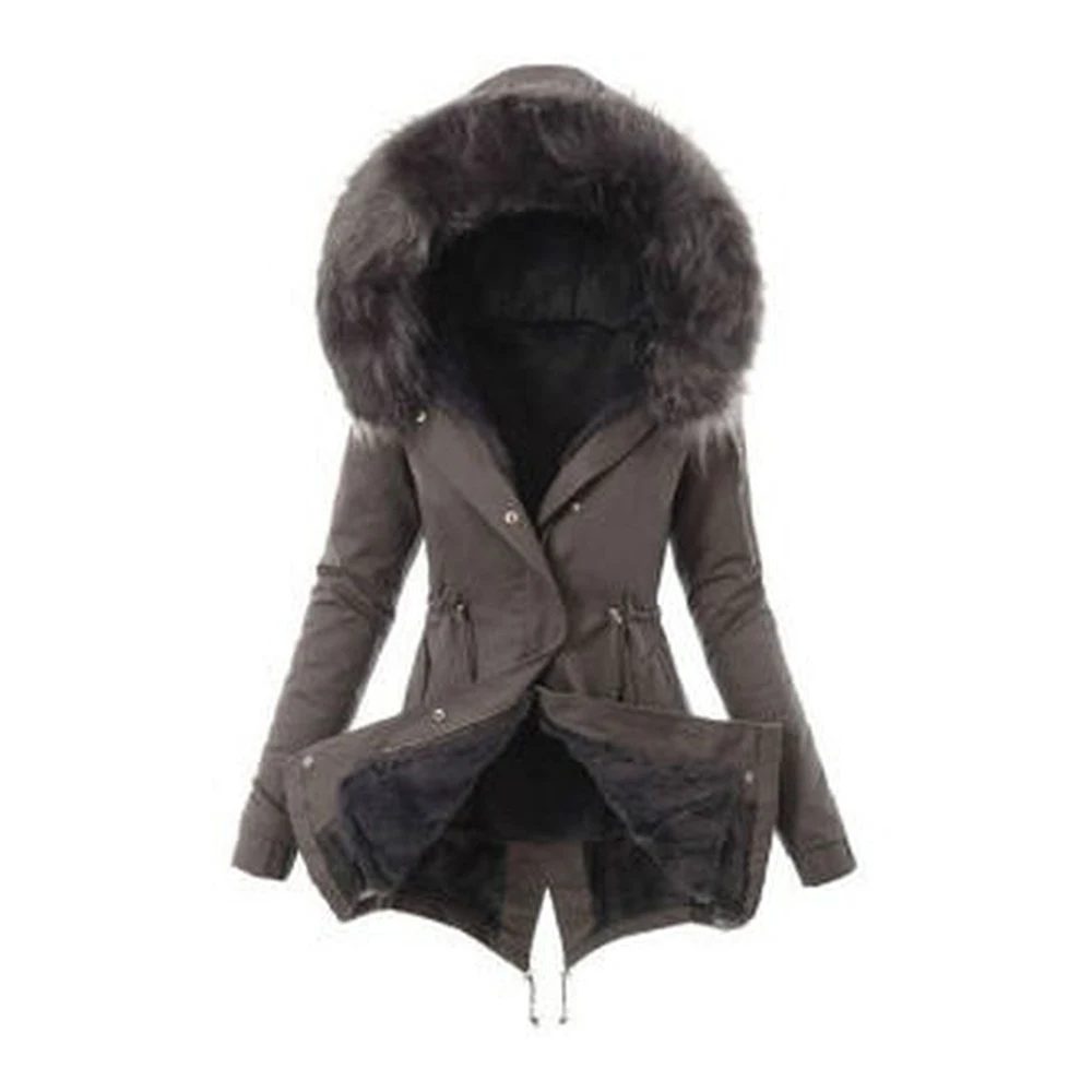 Женская парка, повседневная верхняя одежда, осень-зима, пальто с капюшоном в стиле милитари, зимняя куртка, женские меховые пальто, женская зимняя куртка s и пальто - Цвет: gray
