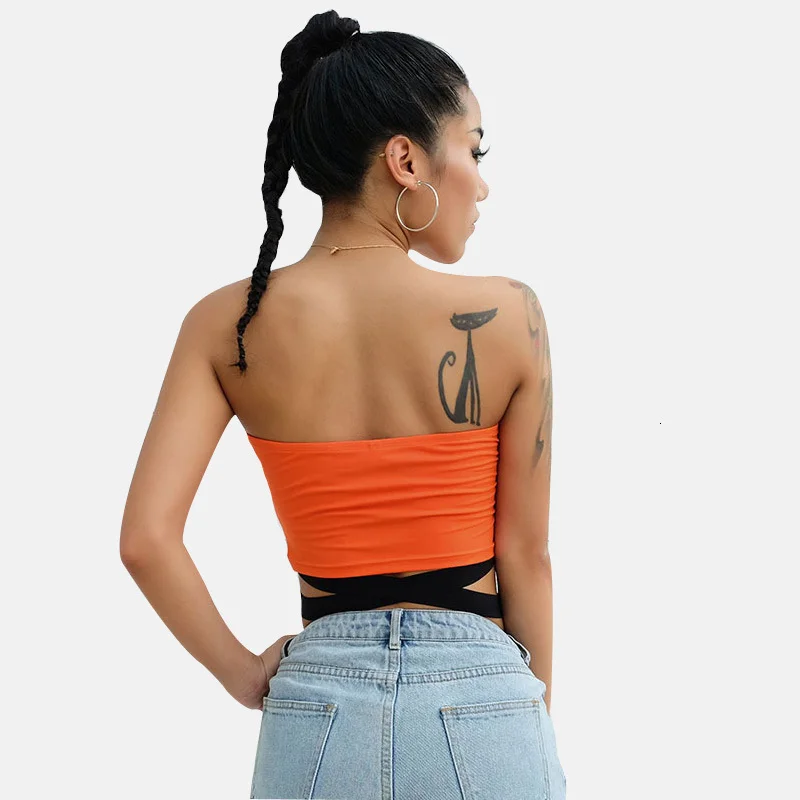 Patchwork Checkerboard Strapless Top Casual Checkered Crop Tops Women Streetwear Bandeau Boob Tube Top Wrap Chest