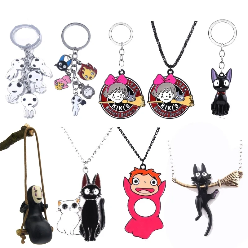 RJ аниме службы доставки Кики ожерелья с милой Kiki! Черные и красные подвески для
