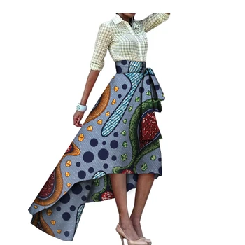 

African Women Batik Print Irregular Skirt With Belt 2020 New Design Ankara African Female Traditonal Print Skirt Plus Size