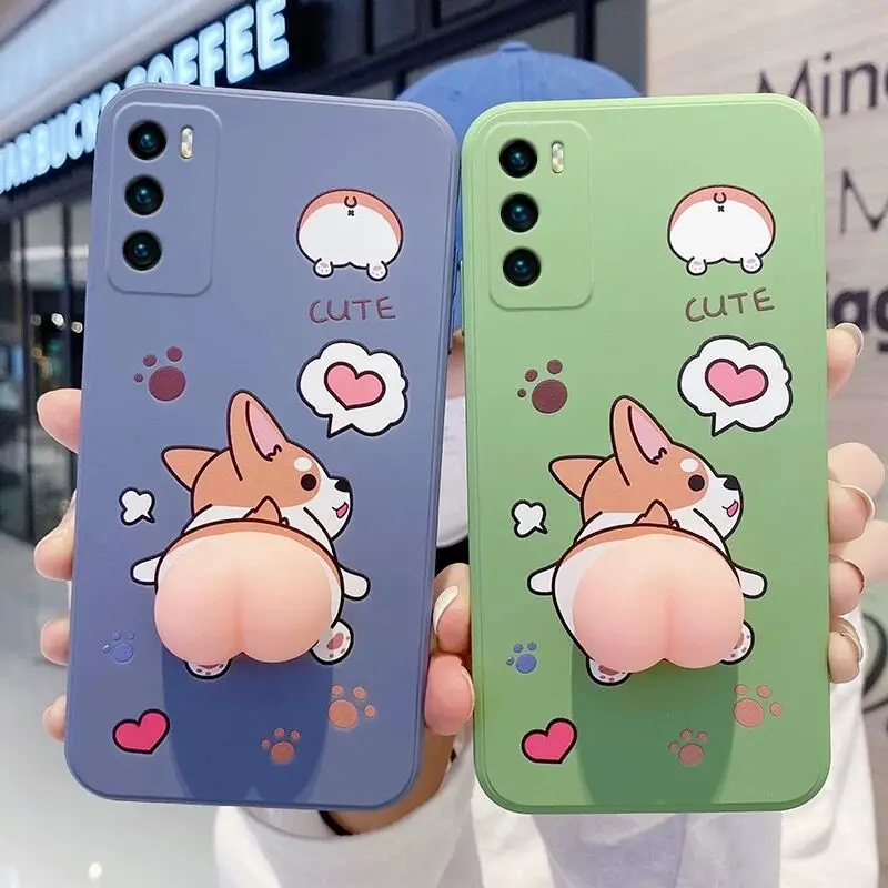3D Cute Corgi Soft Squishy Butt Phone Case For Xiaomi Redmi 12C A1 Poco F4  F3 X4 X3 GT Mi 12 11I 10 9 10T Plush Soft Cover Coque