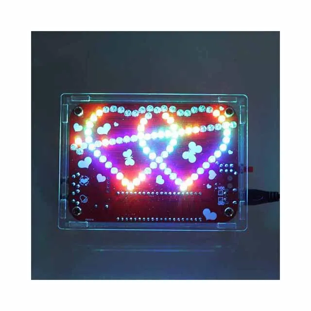 

A23-- RGB LED Double Heart-shaped Light Music with Shell Kit Electronique Colorful DIY Electronic Creative Electronic