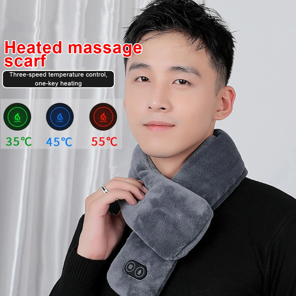 

Winter USB Heated Scarf Shawl Foreign Trade Smart Heating Solid Color Vibration Massage Scarf Brown For Men And Women